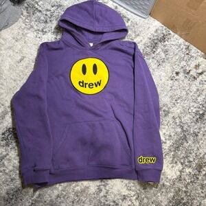 H&M Essentials No 3 Drew House Smiley Face Hoodie Purple Mens Large Relaxed Fit